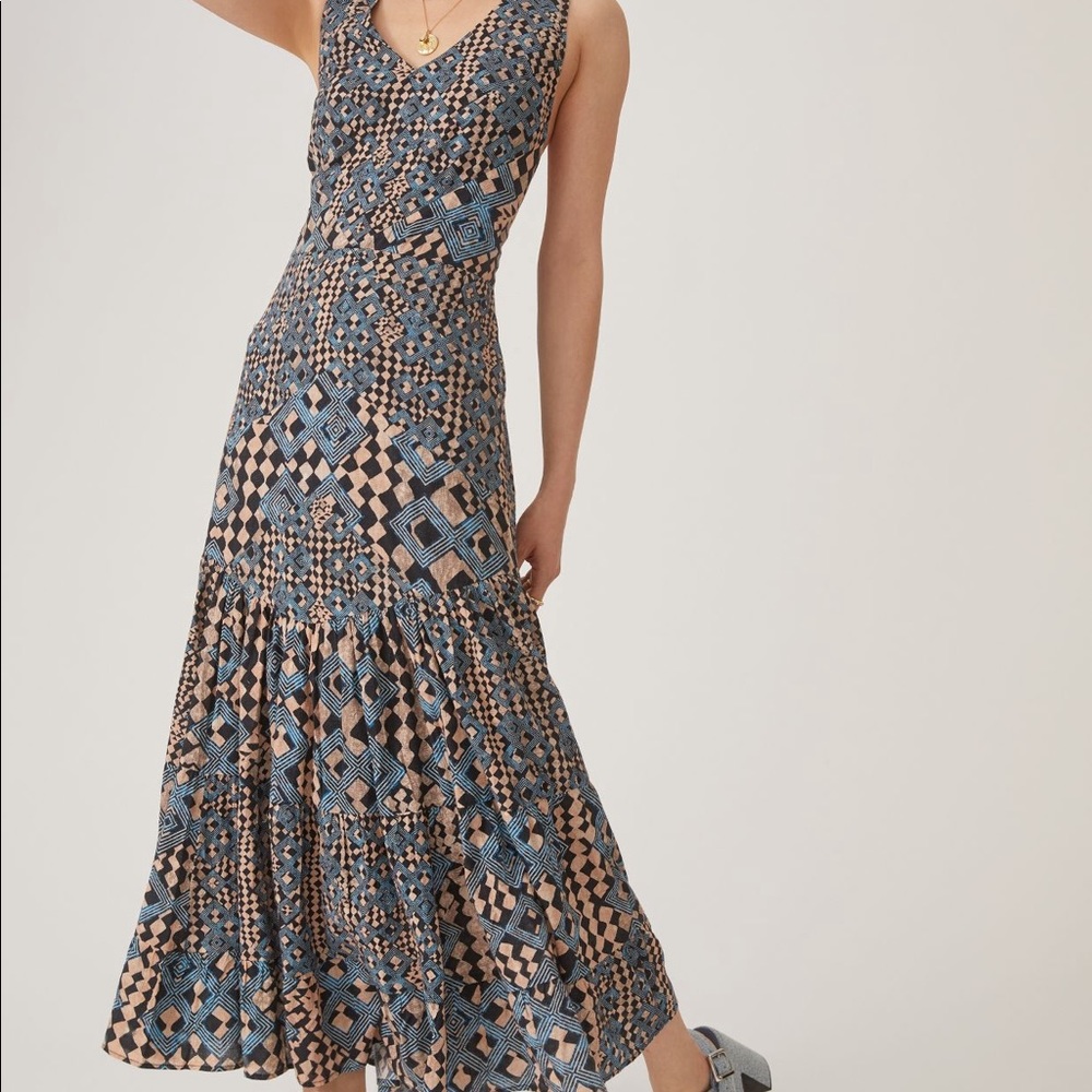 Anthropologie Let Me Be Flounced Maxi Dress Size Large